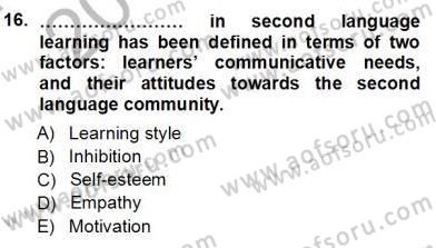 Dil Edinimi Dersi Ara Sınavı Deneme Sınav Soruları 16. Soru