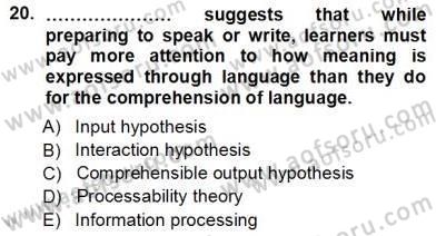 Dil Edinimi Dersi Ara Sınavı Deneme Sınav Soruları 20. Soru