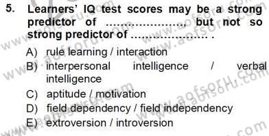 Dil Edinimi Dersi Ara Sınavı Deneme Sınav Soruları 5. Soru