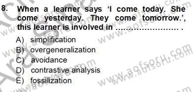 Dil Edinimi Dersi Ara Sınavı Deneme Sınav Soruları 8. Soru