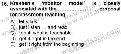 Dil Edinimi Dersi 2012 - 2013 Yılı (Final) Dönem Sonu Sınav Soruları 16. Soru
