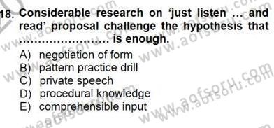 Dil Edinimi Dersi 2012 - 2013 Yılı (Final) Dönem Sonu Sınav Soruları 18. Soru
