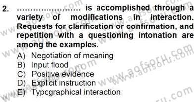 Dil Edinimi Dersi 2012 - 2013 Yılı (Final) Dönem Sonu Sınav Soruları 2. Soru