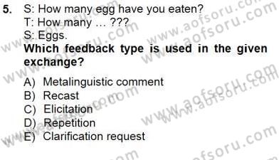 Dil Edinimi Dersi 2012 - 2013 Yılı (Final) Dönem Sonu Sınav Soruları 5. Soru