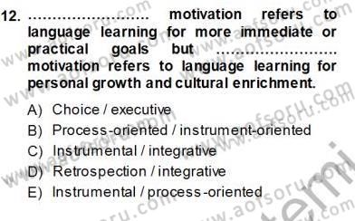 Dil Edinimi Dersi 2013 - 2014 Yılı (Vize) Ara Sınavı 12. Soru