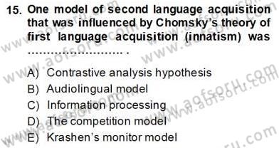 Dil Edinimi Dersi 2013 - 2014 Yılı (Vize) Ara Sınavı 15. Soru