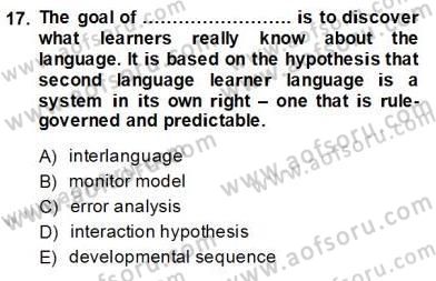Dil Edinimi Dersi 2013 - 2014 Yılı (Vize) Ara Sınavı 17. Soru