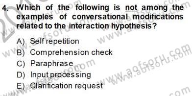 Dil Edinimi Dersi Ara Sınavı Deneme Sınav Soruları 4. Soru