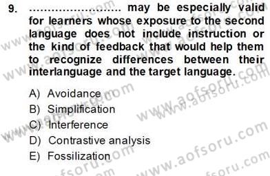 Dil Edinimi Dersi 2013 - 2014 Yılı (Vize) Ara Sınavı 9. Soru