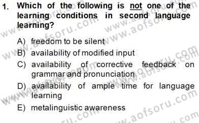 Dil Edinimi Dersi 2013 - 2014 Yılı (Final) Dönem Sonu Sınav Soruları 1. Soru