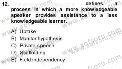 Dil Edinimi Dersi 2013 - 2014 Yılı (Final) Dönem Sonu Sınav Soruları 12. Soru