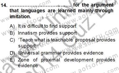 Dil Edinimi Dersi 2013 - 2014 Yılı (Final) Dönem Sonu Sınav Soruları 14. Soru