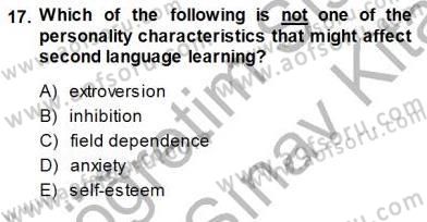 Dil Edinimi Dersi 2013 - 2014 Yılı (Final) Dönem Sonu Sınav Soruları 17. Soru