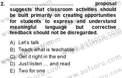 Dil Edinimi Dersi 2013 - 2014 Yılı (Final) Dönem Sonu Sınav Soruları 2. Soru