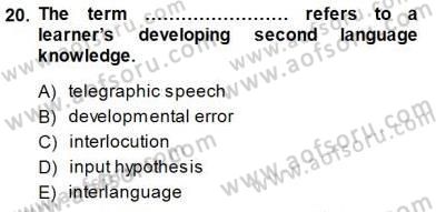 Dil Edinimi Dersi 2013 - 2014 Yılı (Final) Dönem Sonu Sınavı 20. Soru