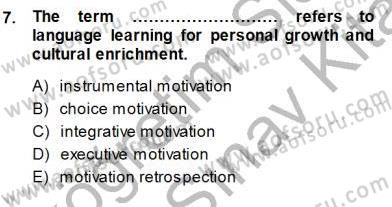 Dil Edinimi Dersi 2013 - 2014 Yılı (Final) Dönem Sonu Sınav Soruları 7. Soru