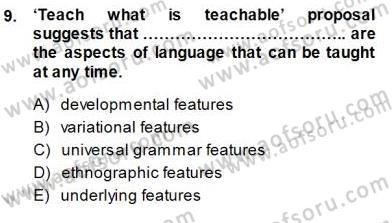Dil Edinimi Dersi 2013 - 2014 Yılı (Final) Dönem Sonu Sınav Soruları 9. Soru