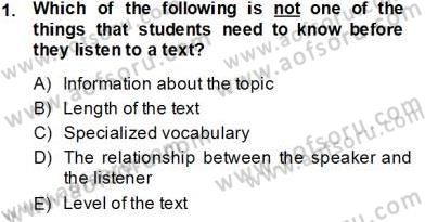 Dil Edinimi Dersi 2013 - 2014 Yılı Tek Ders Sınav Soruları 1. Soru