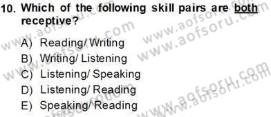 Dil Edinimi Dersi 2013 - 2014 Yılı Tek Ders Sınav Soruları 10. Soru