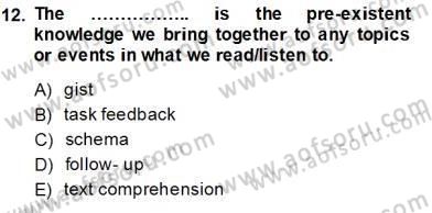 Dil Edinimi Dersi 2013 - 2014 Yılı Tek Ders Sınav Soruları 12. Soru