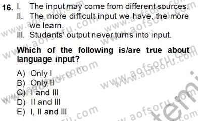 Dil Edinimi Dersi 2013 - 2014 Yılı Tek Ders Sınav Soruları 16. Soru