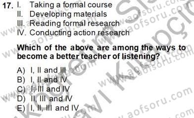 Dil Edinimi Dersi 2013 - 2014 Yılı Tek Ders Sınav Soruları 17. Soru