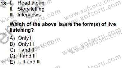 Dil Edinimi Dersi 2013 - 2014 Yılı Tek Ders Sınav Soruları 18. Soru