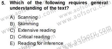 Dil Edinimi Dersi 2013 - 2014 Yılı Tek Ders Sınav Soruları 5. Soru