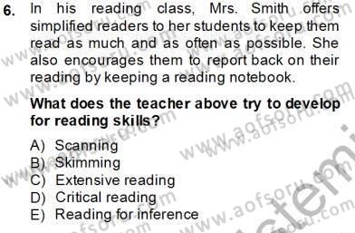 Dil Edinimi Dersi 2013 - 2014 Yılı Tek Ders Sınav Soruları 6. Soru