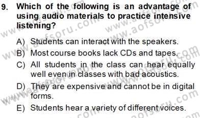 Dil Edinimi Dersi 2013 - 2014 Yılı Tek Ders Sınav Soruları 9. Soru