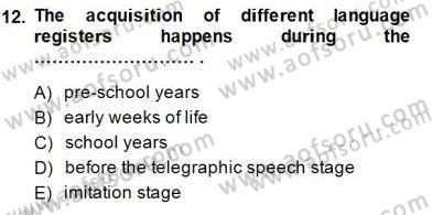 Dil Edinimi Dersi Ara Sınavı Deneme Sınav Soruları 12. Soru