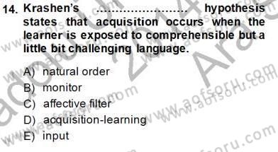 Dil Edinimi Dersi Ara Sınavı Deneme Sınav Soruları 14. Soru