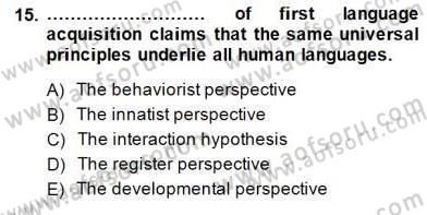 Dil Edinimi Dersi 2014 - 2015 Yılı (Vize) Ara Sınavı 15. Soru