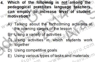 Dil Edinimi Dersi Ara Sınavı Deneme Sınav Soruları 4. Soru