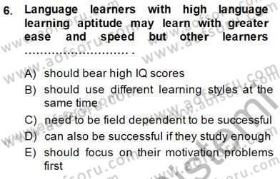 Dil Edinimi Dersi 2014 - 2015 Yılı (Vize) Ara Sınavı 6. Soru