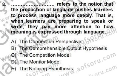 Dil Edinimi Dersi 2014 - 2015 Yılı (Vize) Ara Sınavı 8. Soru