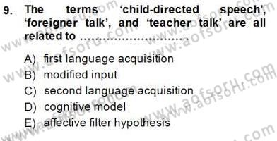 Dil Edinimi Dersi Ara Sınavı Deneme Sınav Soruları 9. Soru