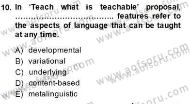 Dil Edinimi Dersi 2014 - 2015 Yılı (Final) Dönem Sonu Sınav Soruları 10. Soru