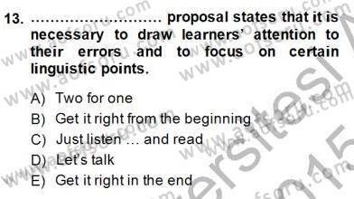 Dil Edinimi Dersi 2014 - 2015 Yılı (Final) Dönem Sonu Sınav Soruları 13. Soru