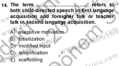 Dil Edinimi Dersi 2014 - 2015 Yılı (Final) Dönem Sonu Sınav Soruları 14. Soru
