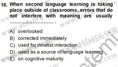Dil Edinimi Dersi 2014 - 2015 Yılı (Final) Dönem Sonu Sınav Soruları 16. Soru