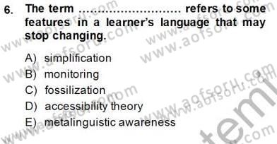 Dil Edinimi Dersi 2014 - 2015 Yılı (Final) Dönem Sonu Sınav Soruları 6. Soru