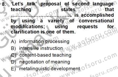Dil Edinimi Dersi 2014 - 2015 Yılı (Final) Dönem Sonu Sınav Soruları 8. Soru