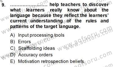 Dil Edinimi Dersi 2014 - 2015 Yılı (Final) Dönem Sonu Sınav Soruları 9. Soru