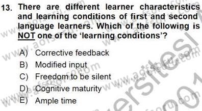 Dil Edinimi Dersi 2015 - 2016 Yılı (Vize) Ara Sınavı 13. Soru
