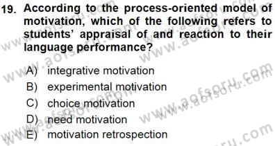 Dil Edinimi Dersi 2015 - 2016 Yılı (Vize) Ara Sınavı 19. Soru