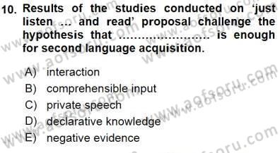 Dil Edinimi Dersi 2015 - 2016 Yılı (Final) Dönem Sonu Sınav Soruları 10. Soru
