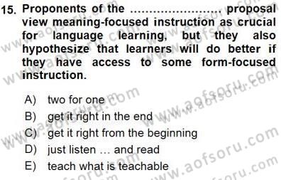 Dil Edinimi Dersi 2015 - 2016 Yılı (Final) Dönem Sonu Sınav Soruları 15. Soru