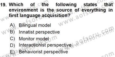 Dil Edinimi Dersi 2015 - 2016 Yılı (Final) Dönem Sonu Sınav Soruları 19. Soru