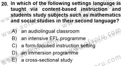Dil Edinimi Dersi 2015 - 2016 Yılı (Final) Dönem Sonu Sınav Soruları 20. Soru